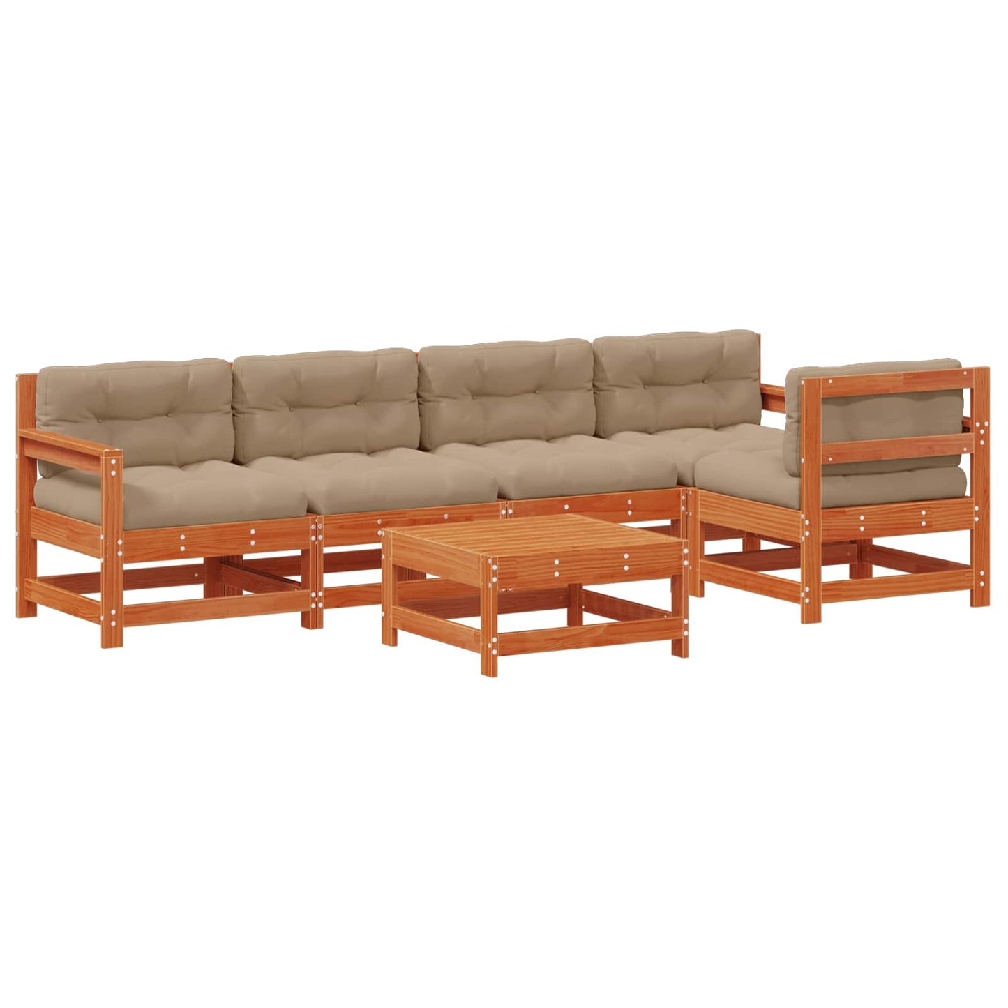 Kerti lounge szett 6 pcs Viaszbarna Tömör Fenyőfa