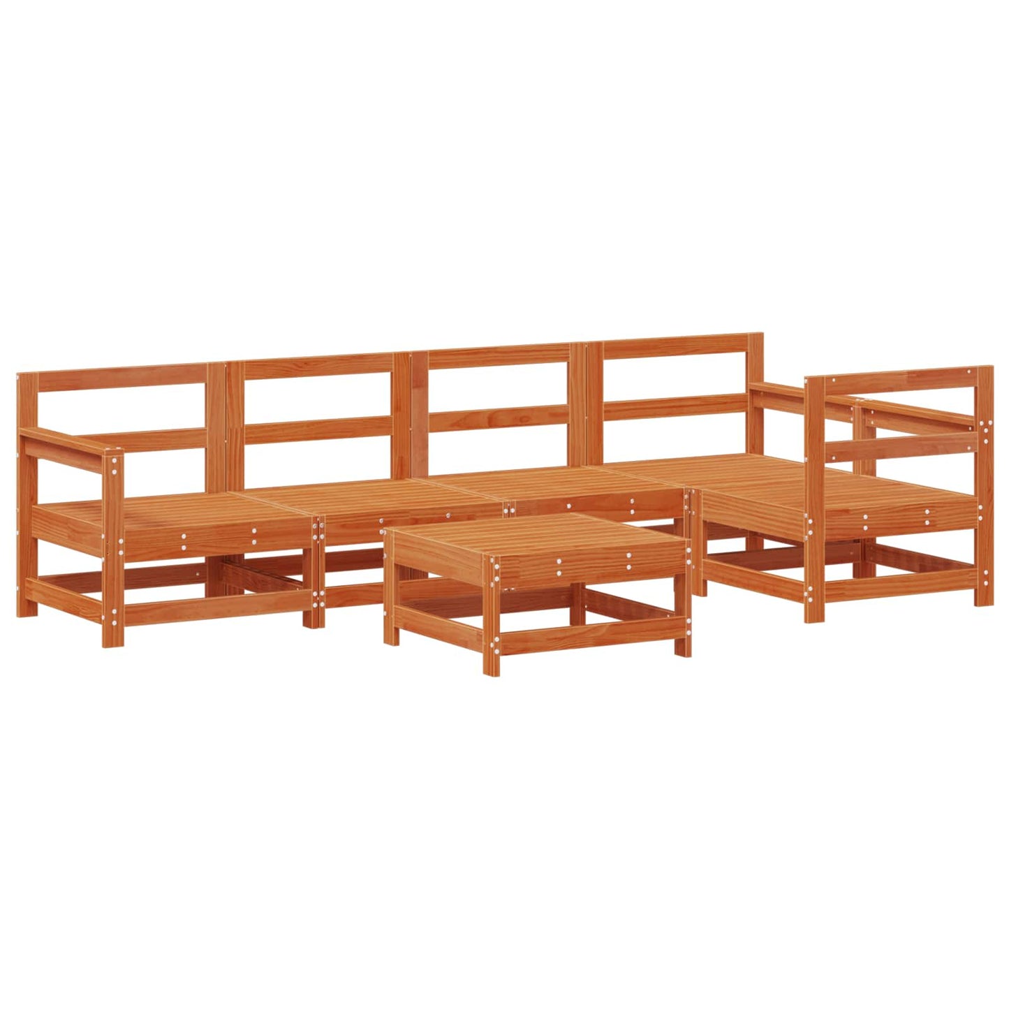 Kerti lounge szett 6 pcs Viaszbarna Tömör Fenyőfa