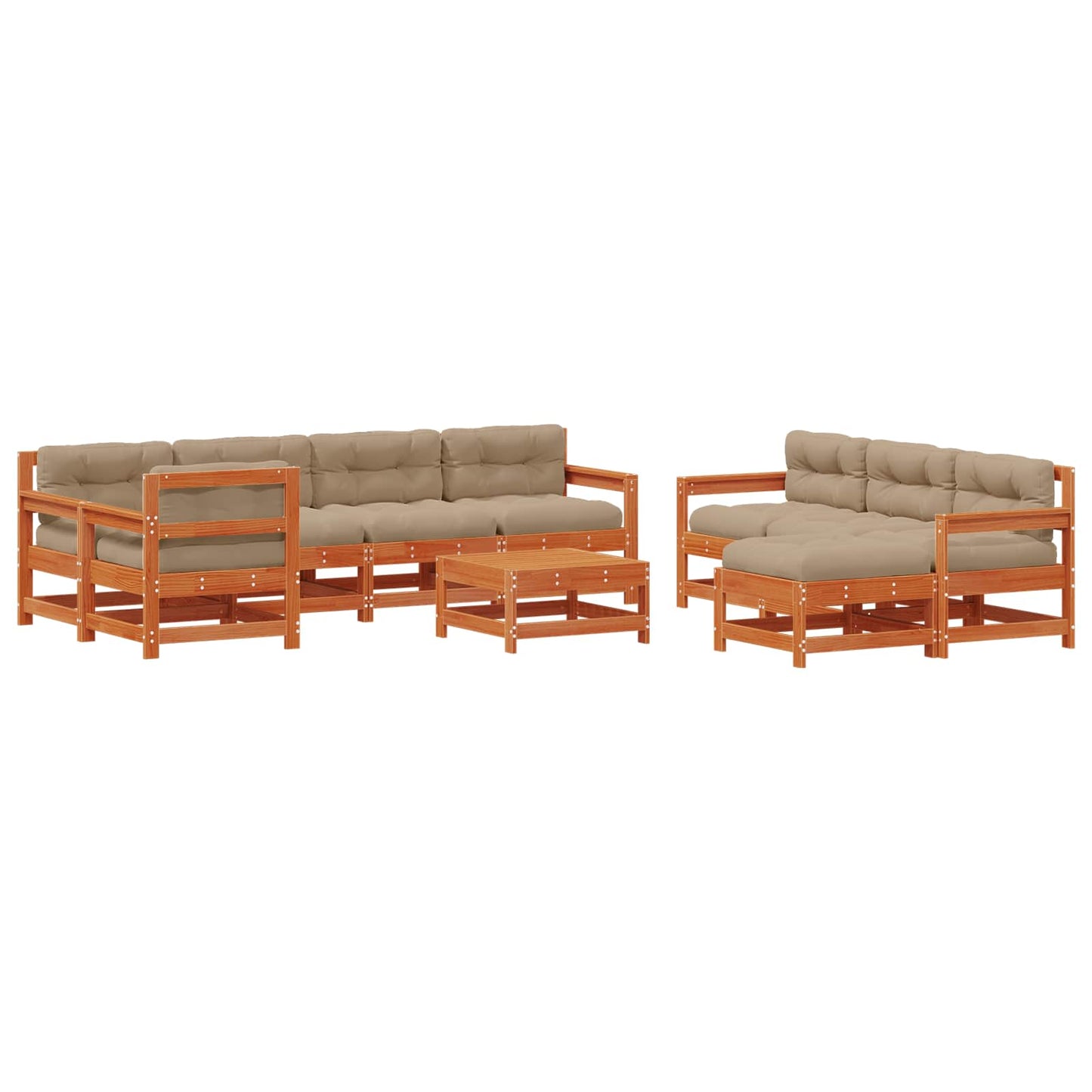 Kerti lounge szett 10 pcs Gyantás Barna Fenyő Tömör Fenyőfa