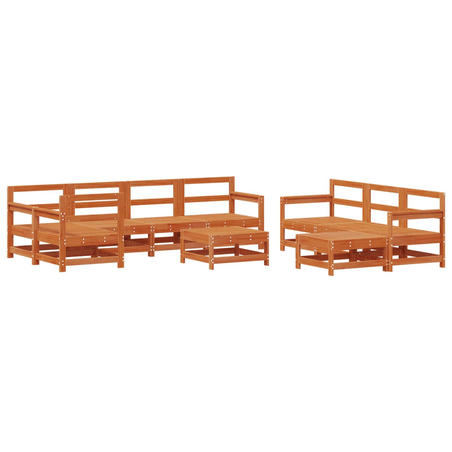 Kerti lounge szett 10 pcs Gyantás Barna Fenyő Tömör Fenyőfa