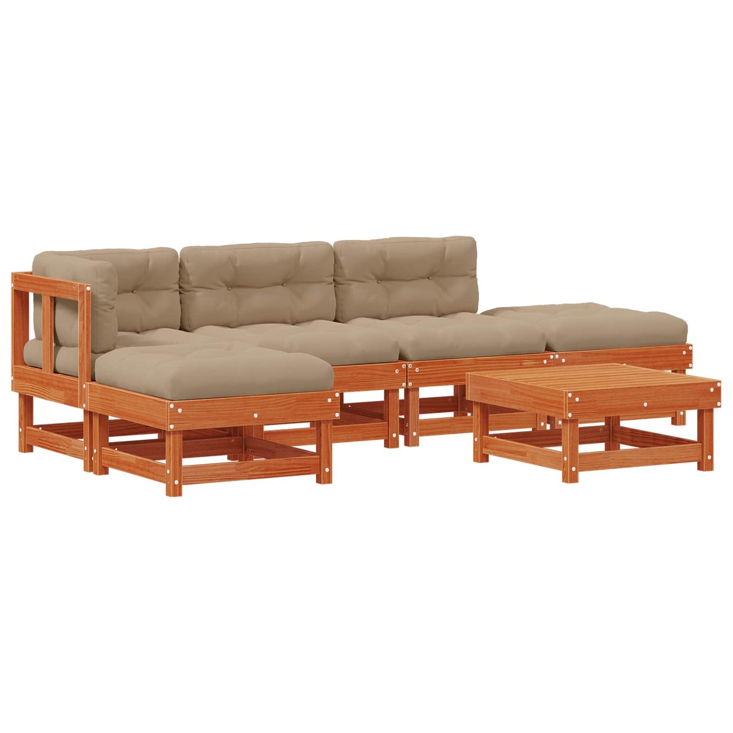 Kerti lounge szett 6 pcs Viaszbarna Tömör Fenyőfa