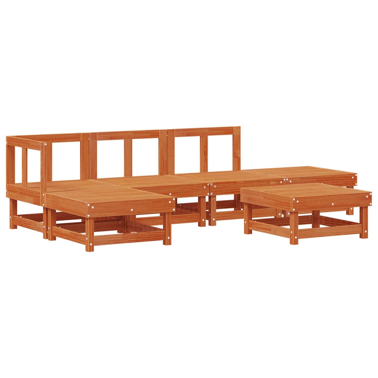 Kerti lounge szett 6 pcs Viaszbarna Tömör Fenyőfa