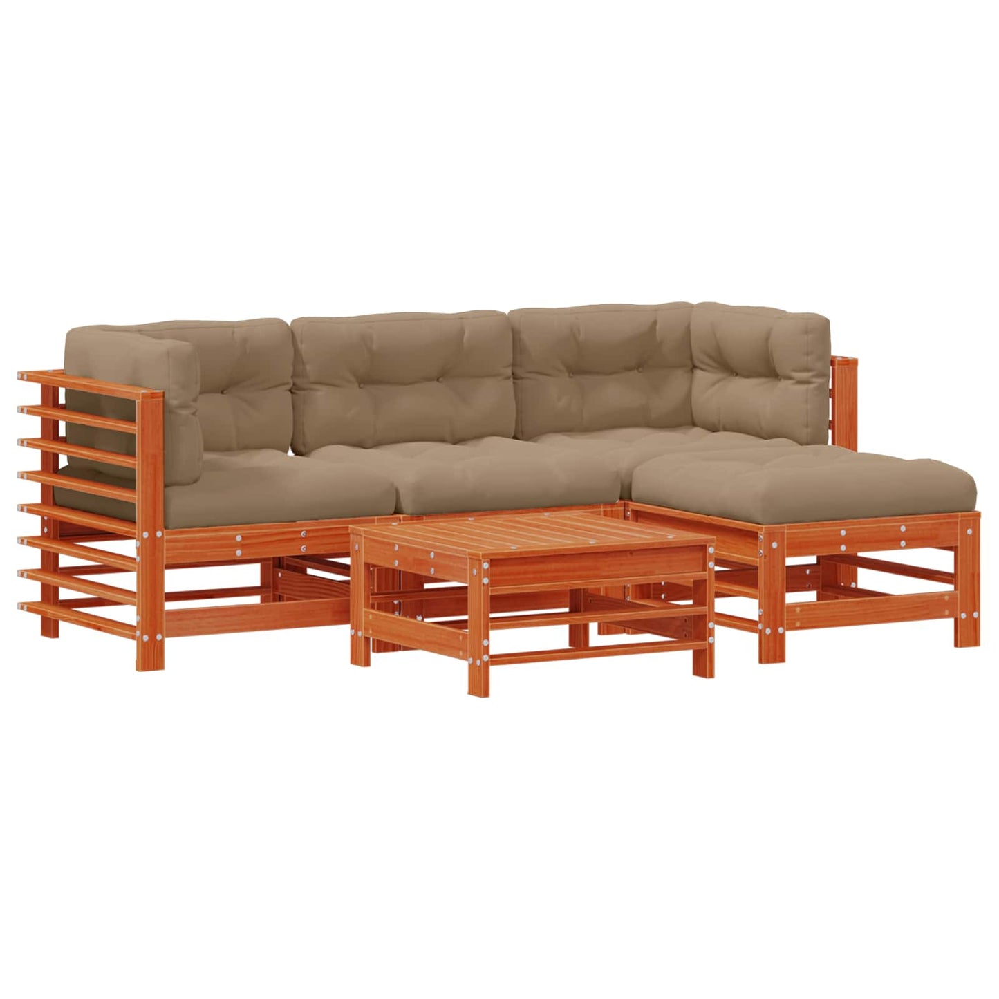 Kerti lounge szett 5 pcs Viaszbarna Tömör Fenyőfa