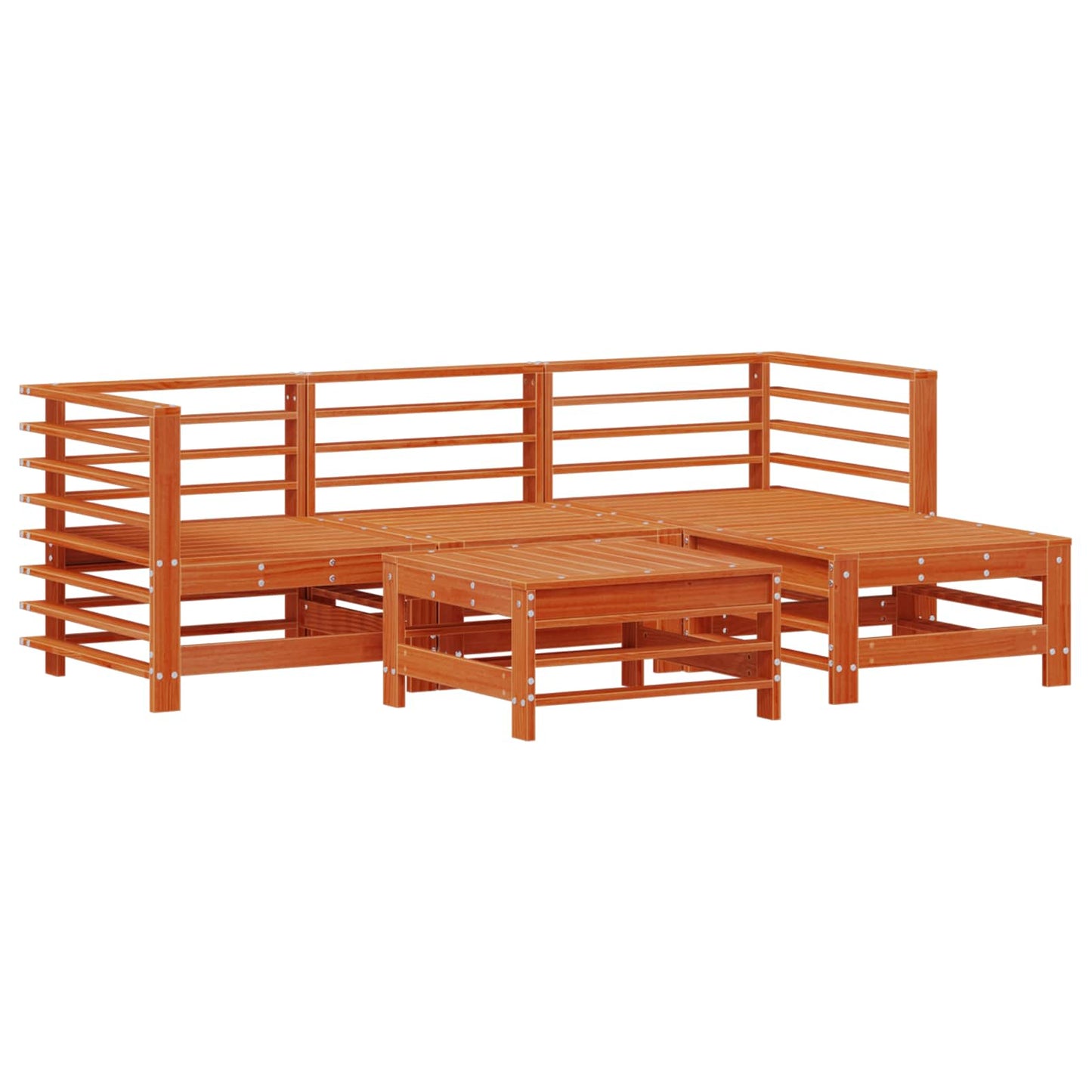 Kerti lounge szett 5 pcs Viaszbarna Tömör Fenyőfa
