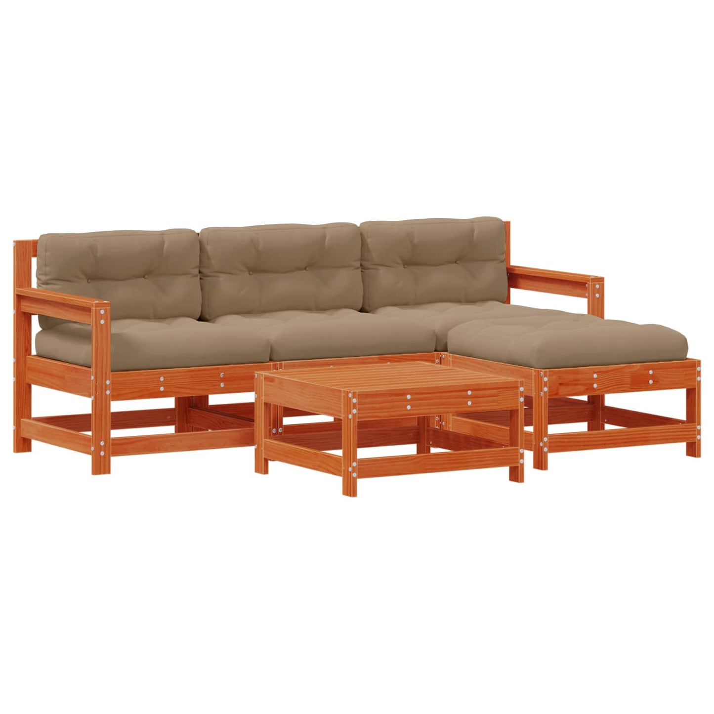 Kerti lounge szett 5 pcs Gyantás Barna Fenyő Tömör Fenyőfa