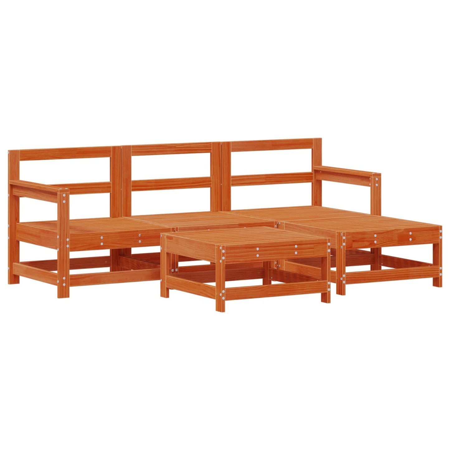 Kerti lounge szett 5 pcs Gyantás Barna Fenyő Tömör Fenyőfa