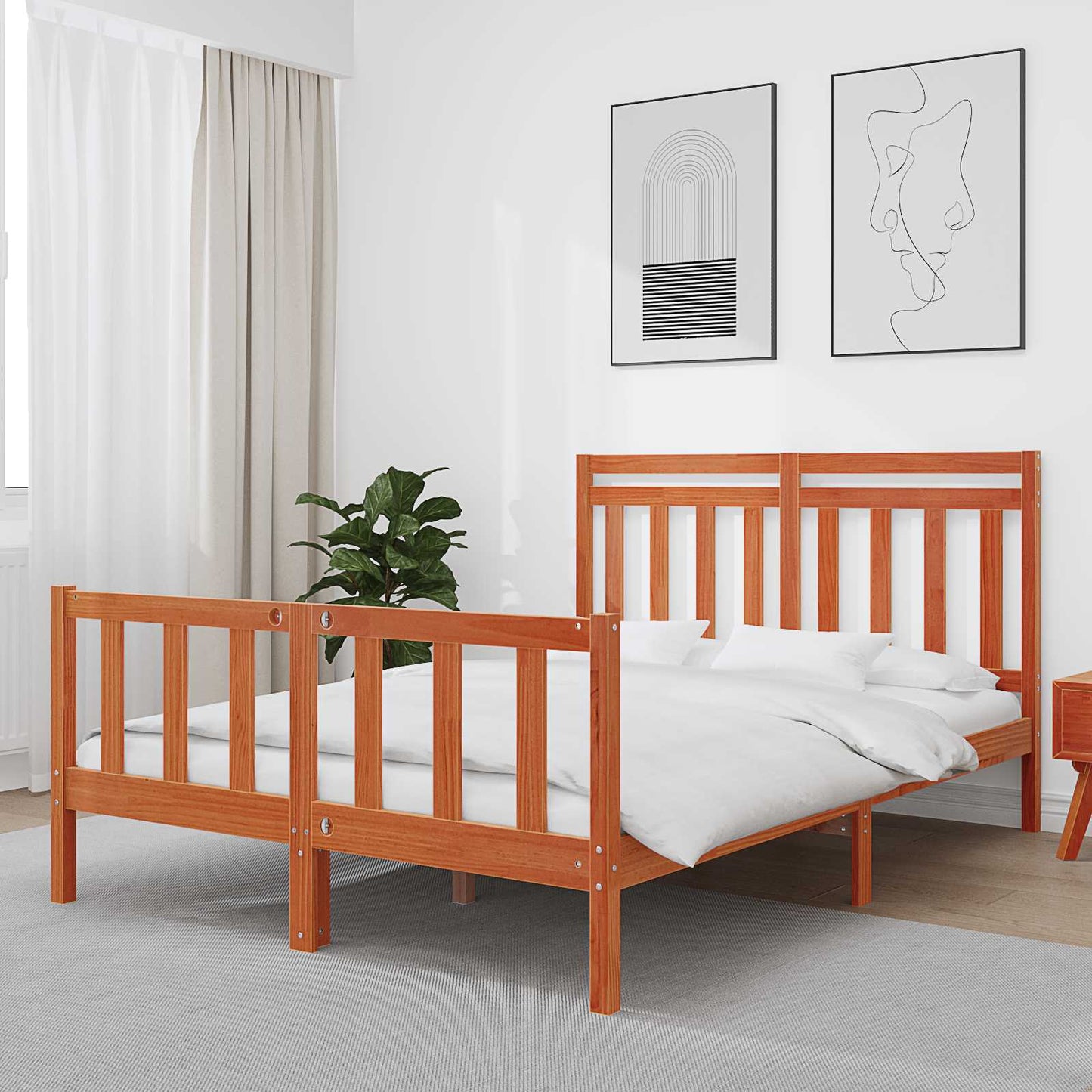 Ágykeret Faggyú barna 205,5 x 155,5 x 100 cm Tömör fenyőfa