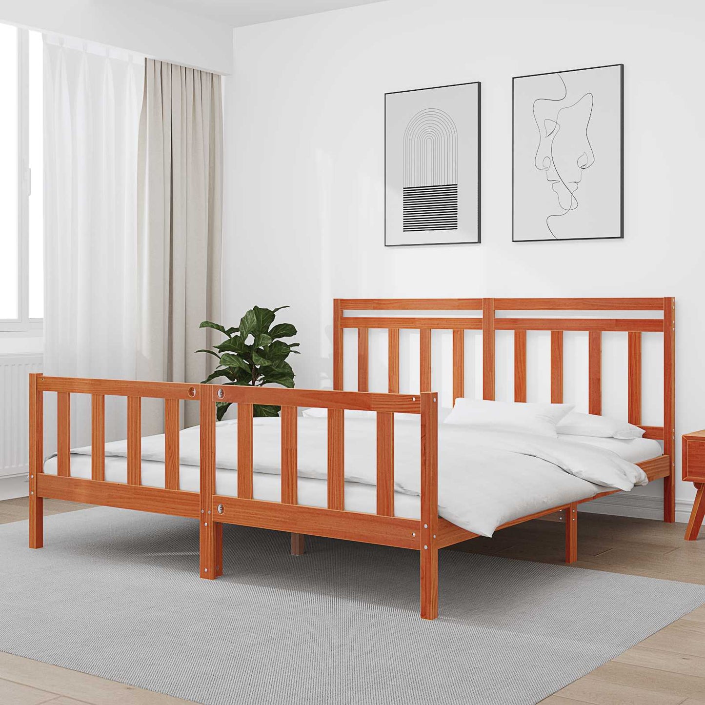 Ágykeret fejtámlával 2 pcs Faggyú barna 205,5 x 185,5 x 100 cm