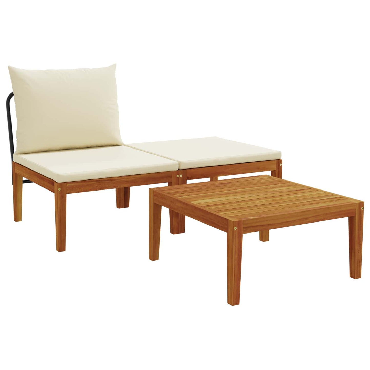 3 pcs Kerti Lounge Szett Párnákkal Tömör akáciafa és kötél