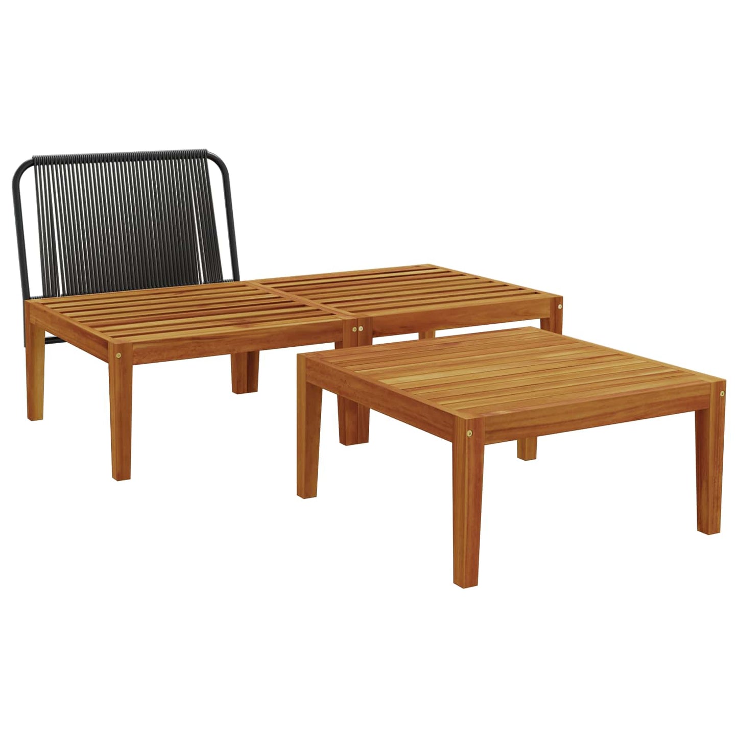 3 pcs Kerti Lounge Szett Párnákkal Tömör akáciafa és kötél