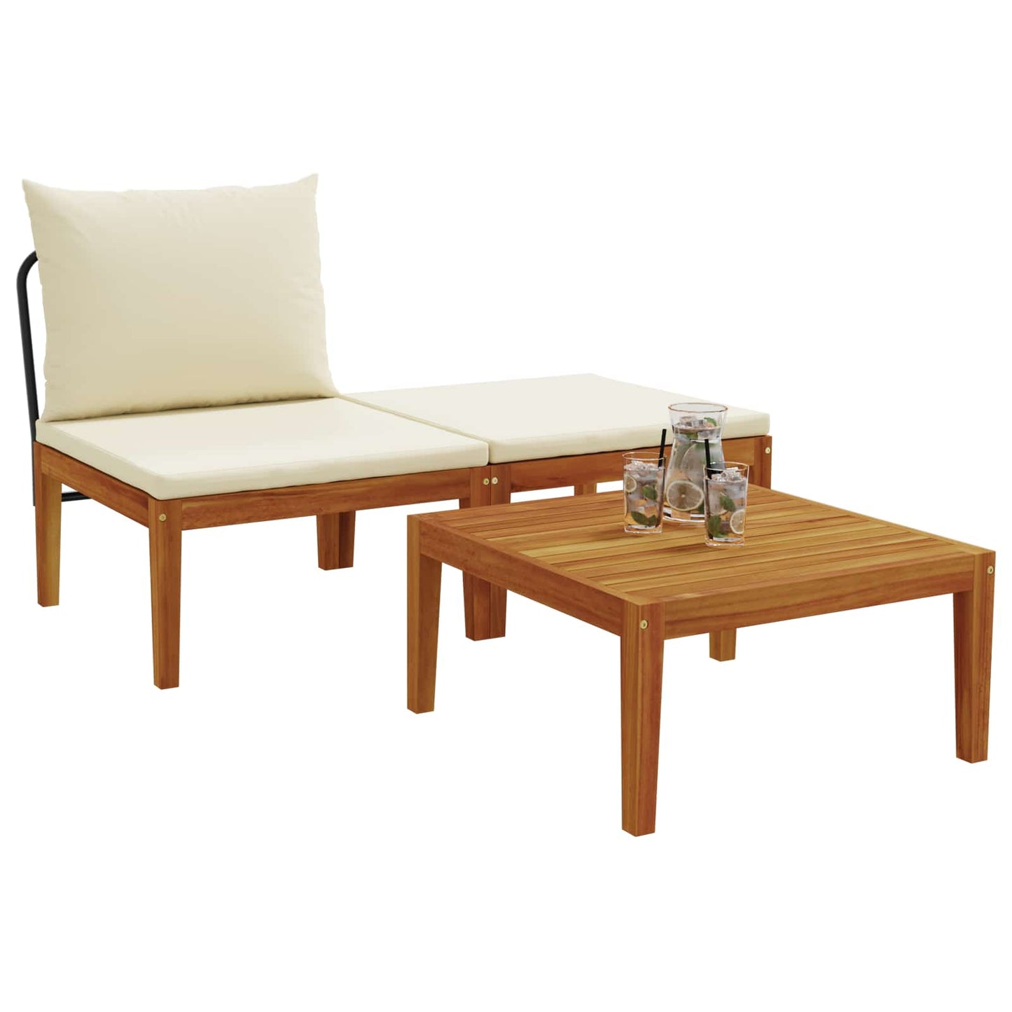 3 pcs Kerti Lounge Szett Párnákkal Tömör akáciafa és kötél