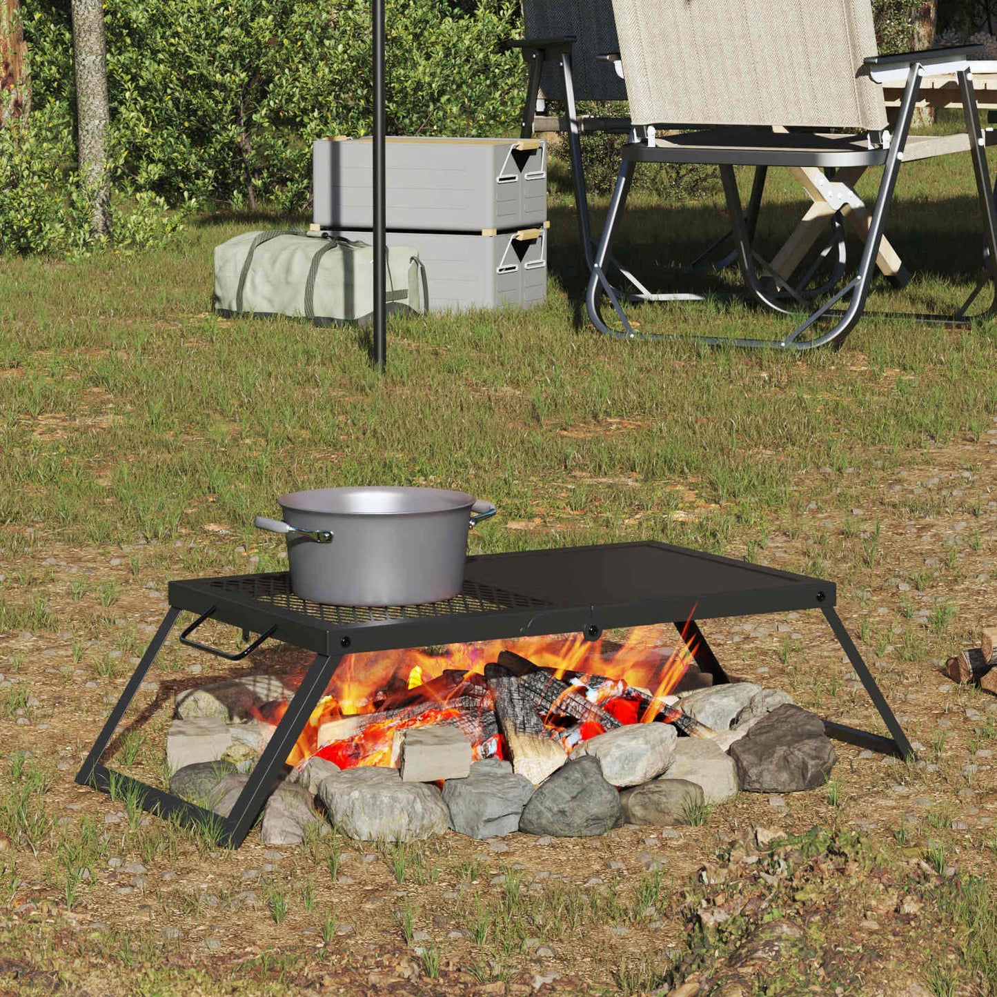 Összecsukható Kemping Grill Fekete 31,5 x 26,5 x 4 cm