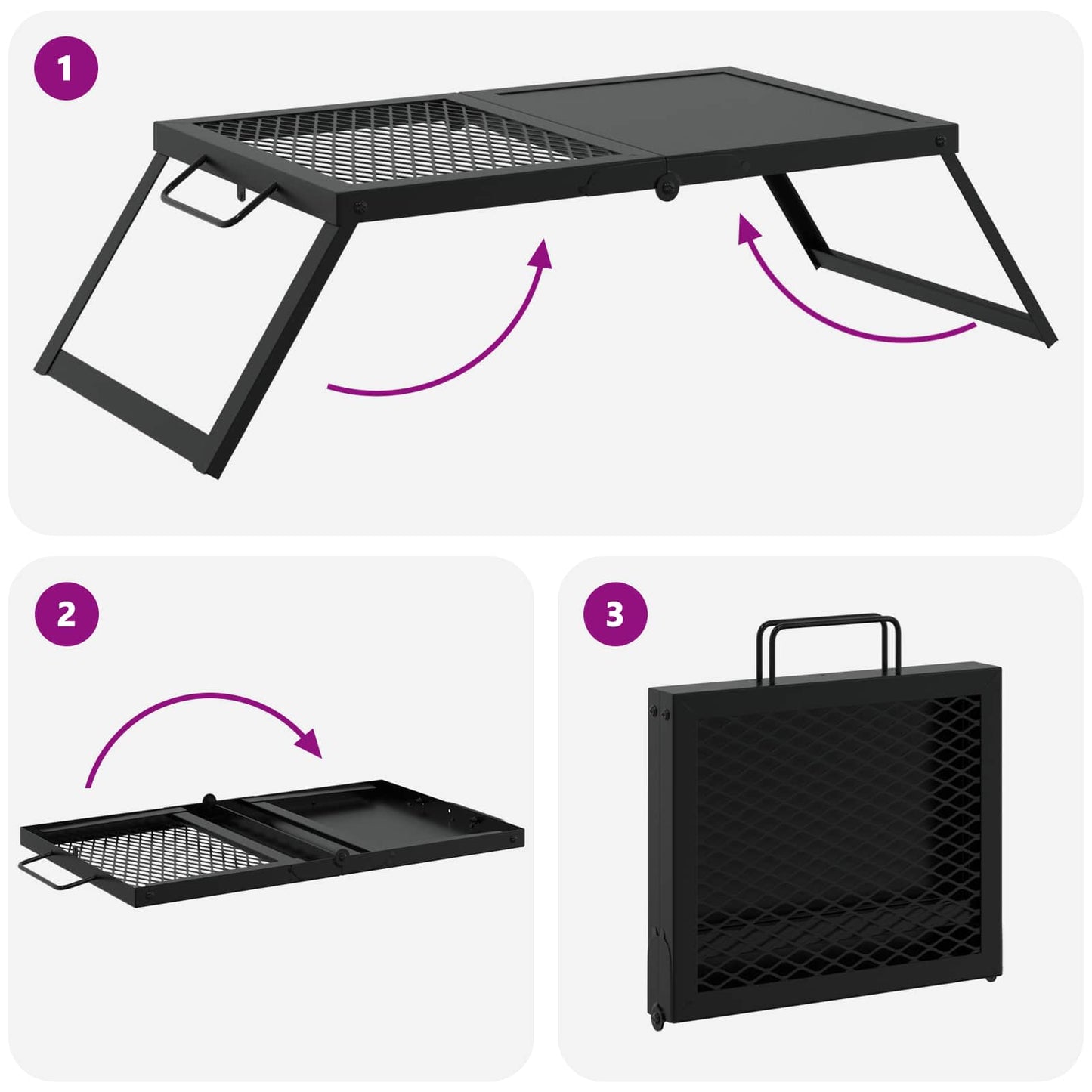 Összecsukható Kemping Grill Fekete 31,5 x 26,5 x 4 cm