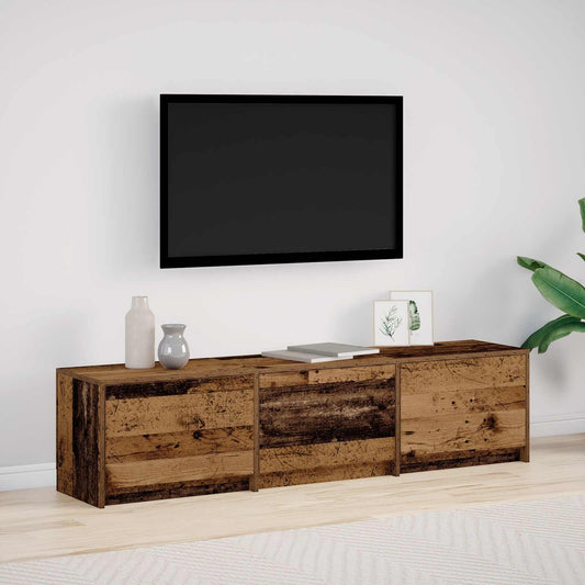 TV szekrény leddel fiókkal Öreg fa 165 x 34 x 40 cm Faanyag
