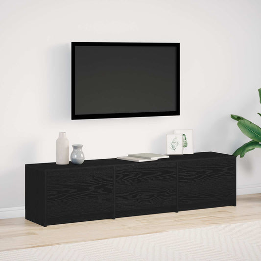 TV szekrény leddel Fekete tölgy 165 x 34 x 40 cm Faanyag