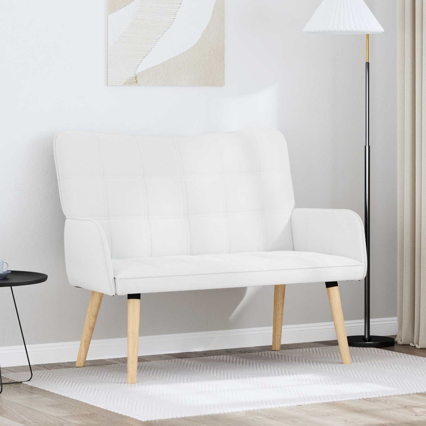 Kétüléses Kanapé Fehér 115 x 61 x 87 cm Szövet
