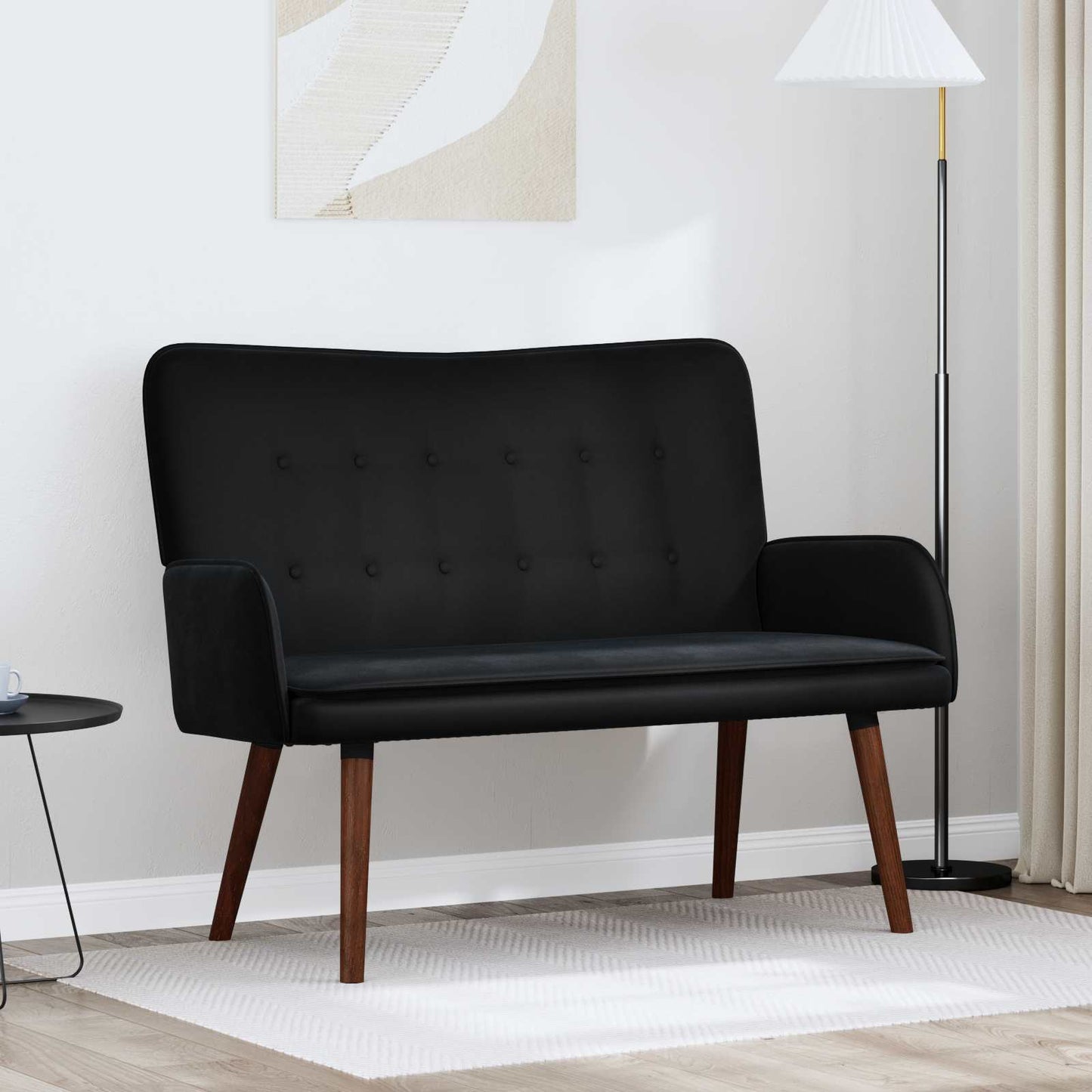 Kétüléses Kanapé Fekete 115 x 61 x 87 cm Bársony