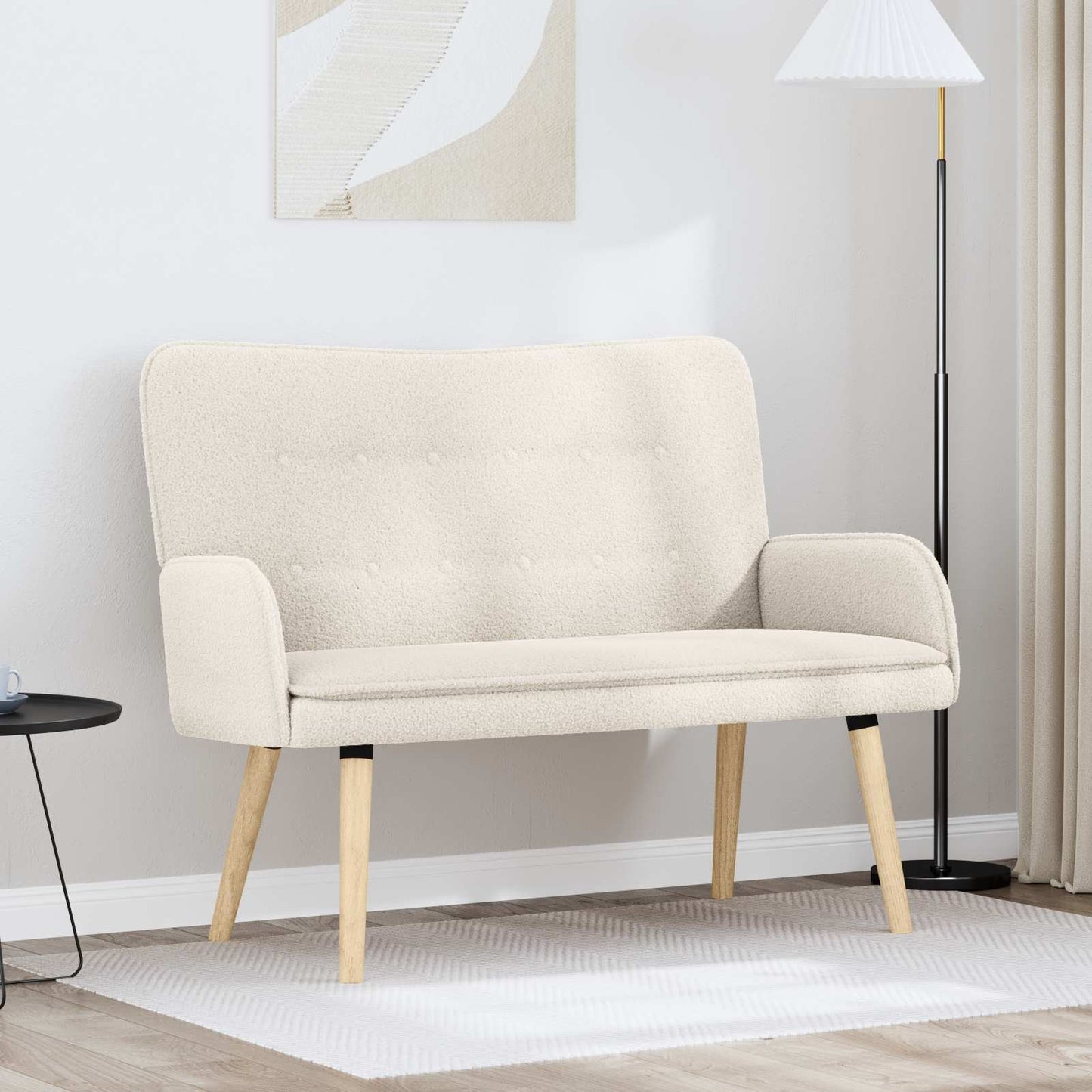Kétüléses Kanapé Krémszínű 115 x 61 x 87 cm Bouclé