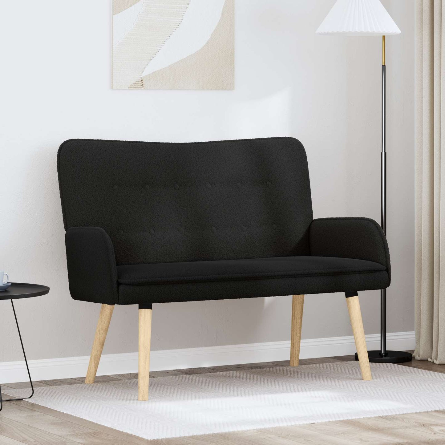 Kétüléses Kanapé Fekete 115 x 61 x 87 cm Bouclé