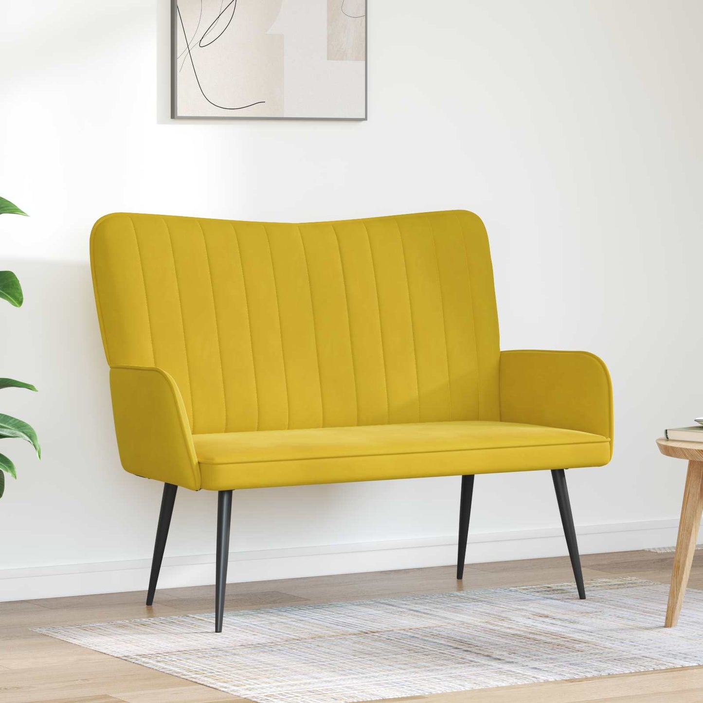 Kétüléses Kanapé Sárga 115 x 61 x 87 cm Bársony
