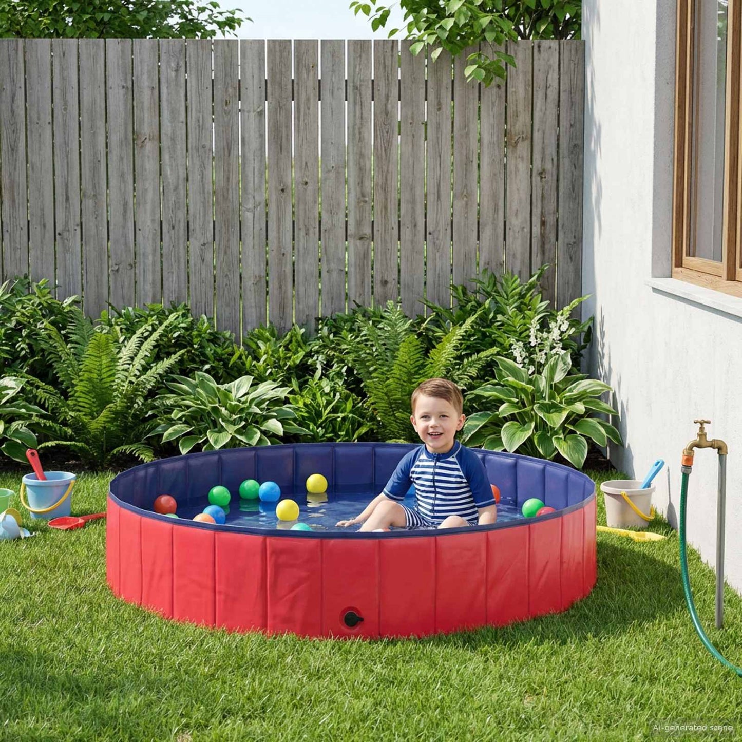 Gyerekmedence Ø 160 x 30 cm Kerek Piros és kék számára