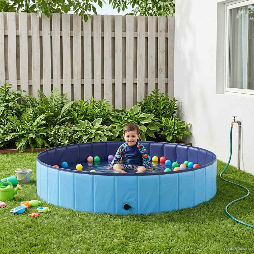 Gyerekmedence Kék Ø 160 x 30 cm Vastag PVC és mérnöki fa