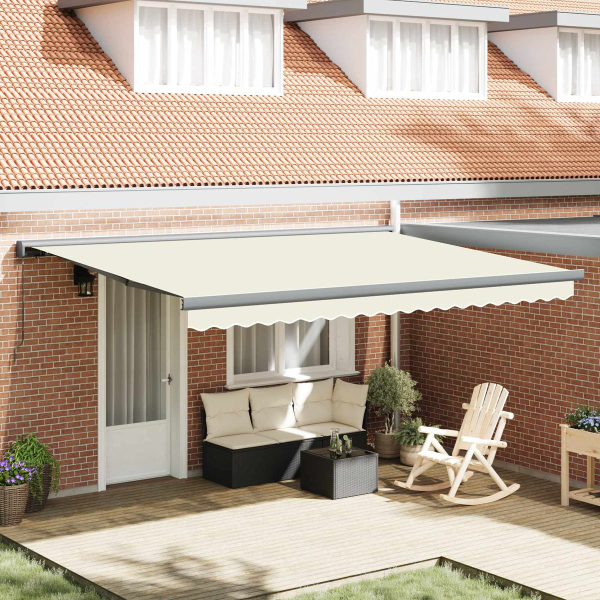 Behúzható napellenző 400 × 300 cm Vászon és Alumínium Krém és Szürke