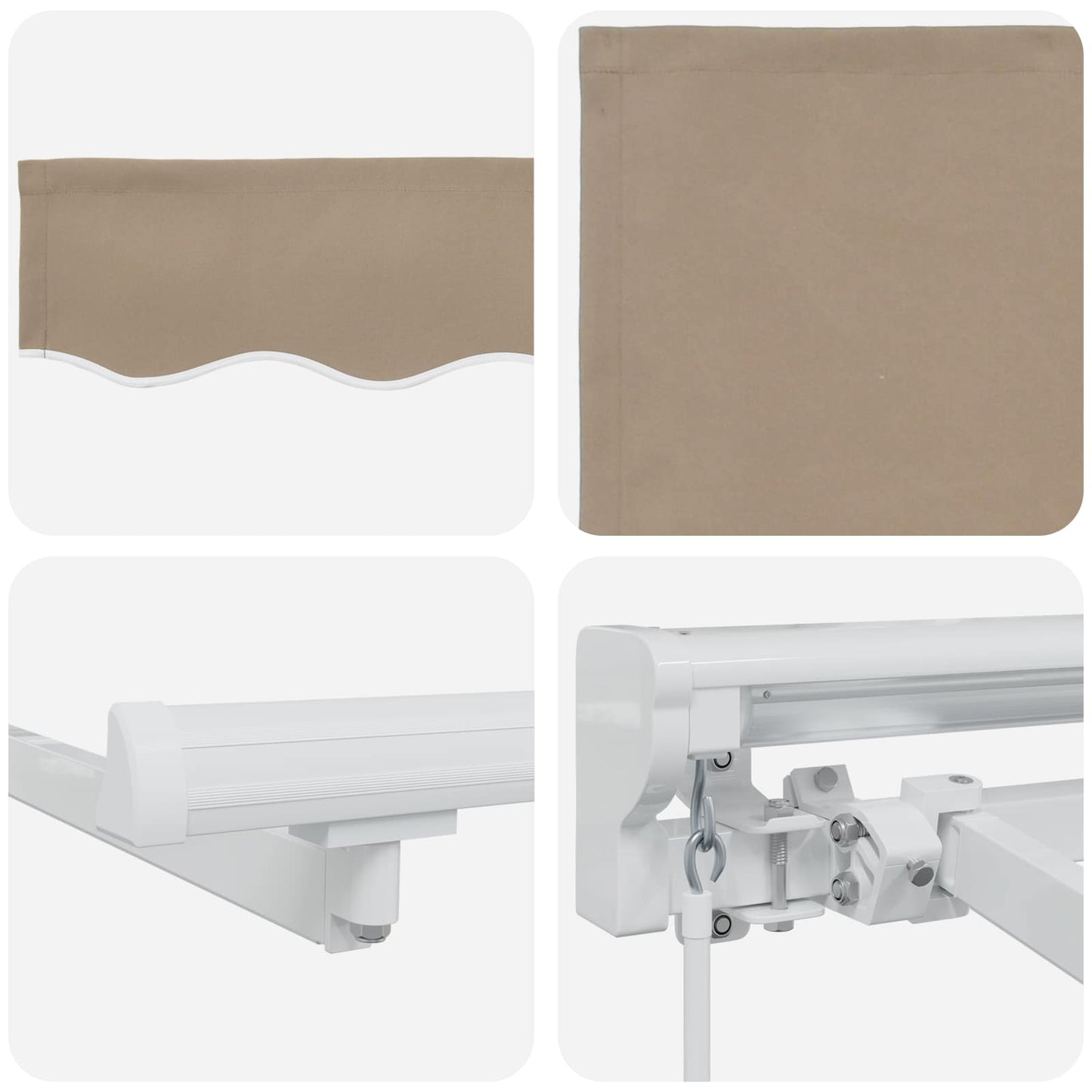 Kézi napellenző keret LED világítással Beige és Fehér 3 x 2,5 m