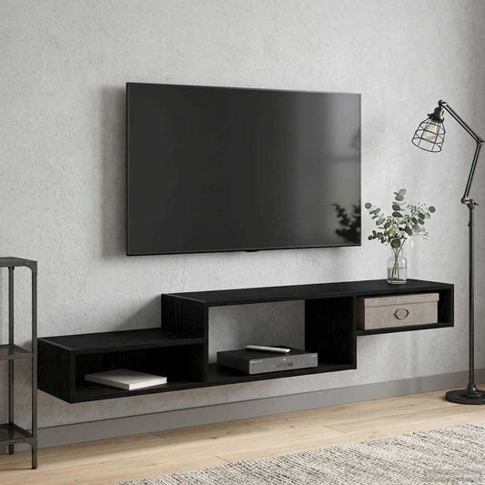 Falsítható TV Szekrény Falra szerelhető Fekete Tölgy
