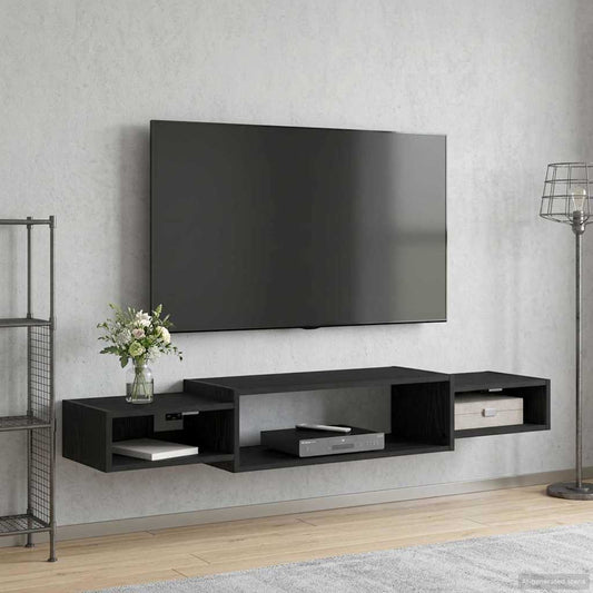 Falsítható TV Szekrény Falra szerelhető Fekete Tölgy