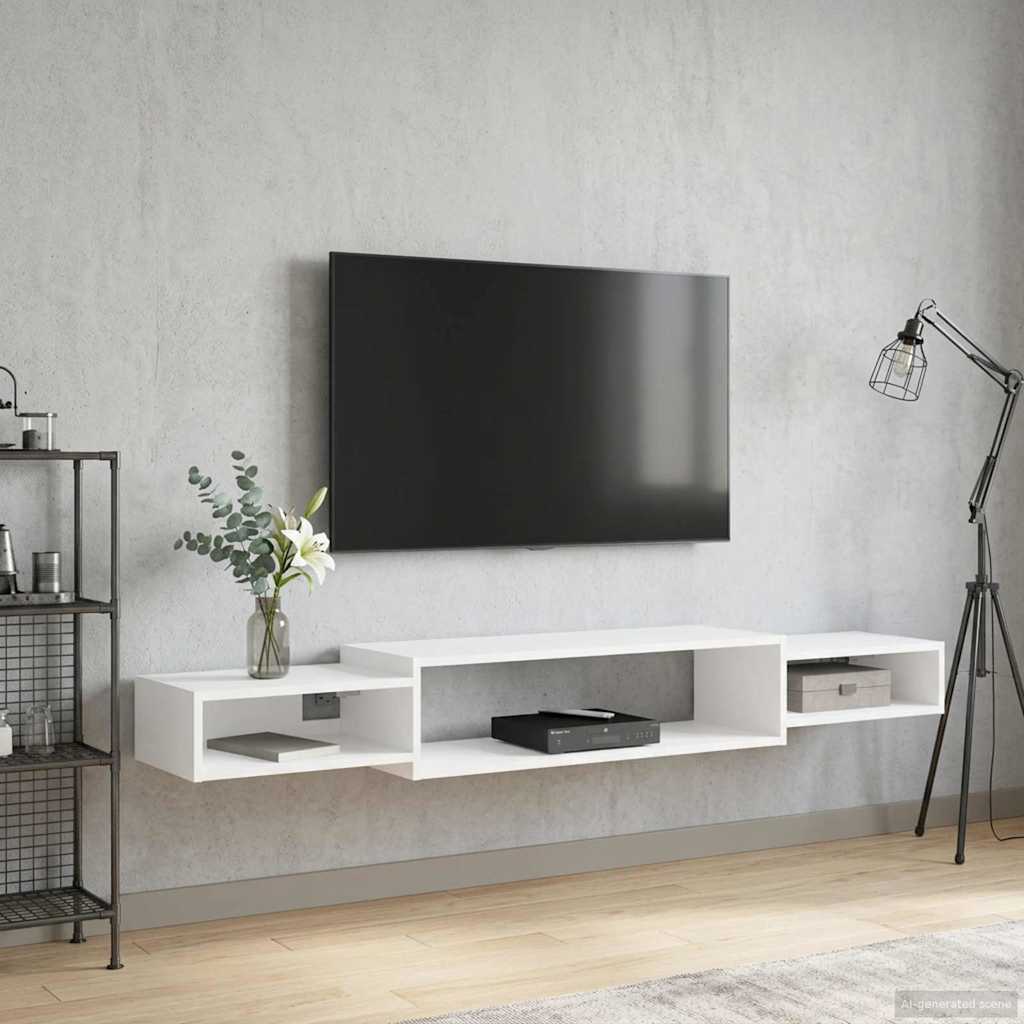 Falsítható TV Szekrény Falra szerelhető Fehér 180 x 28 x 21 cm