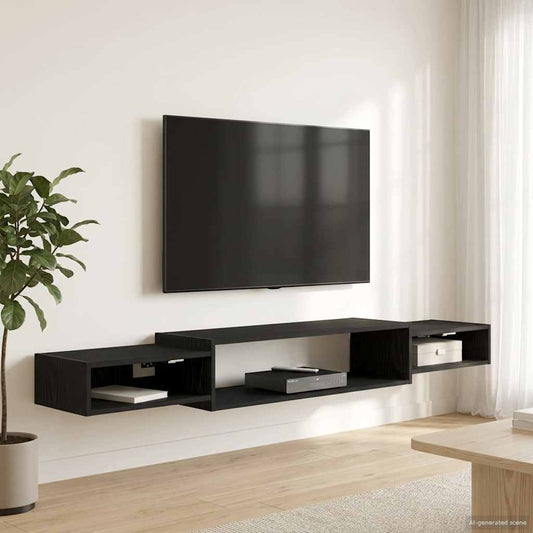 Falsítható TV Szekrény Falra szerelhető Fekete Tölgy