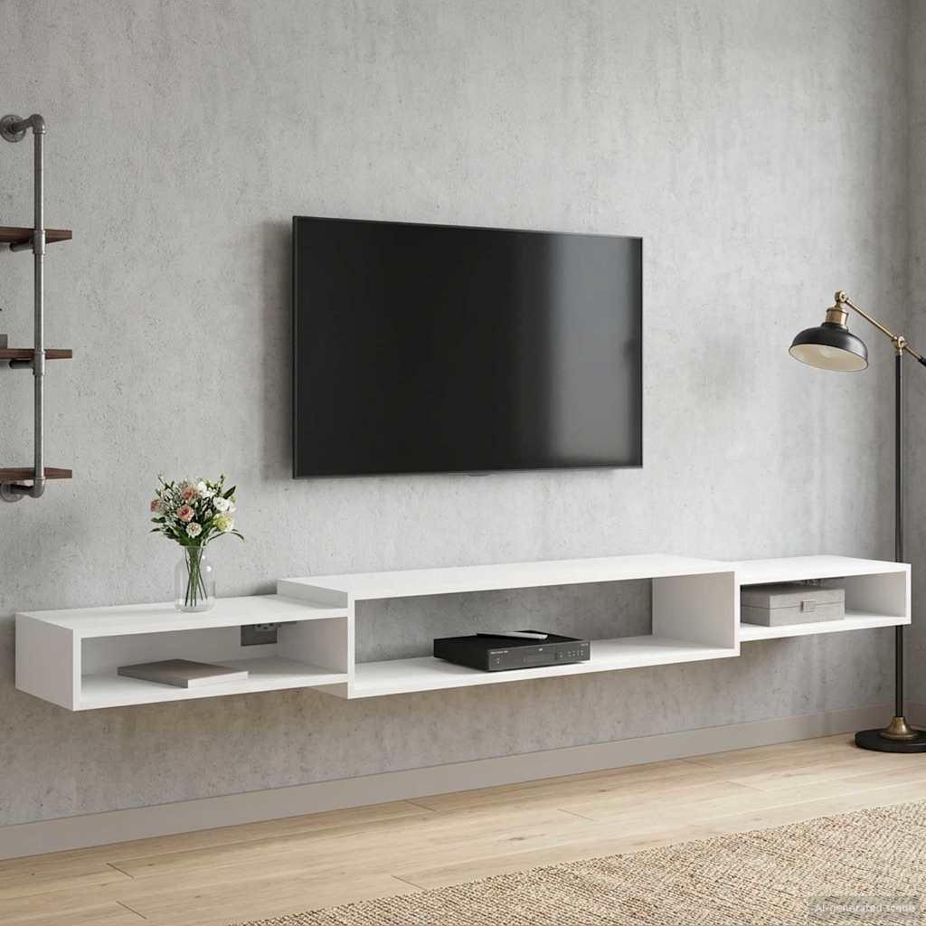 Falsítható TV Szekrény Falra szerelhető Fehér 220 x 28 x 21 cm