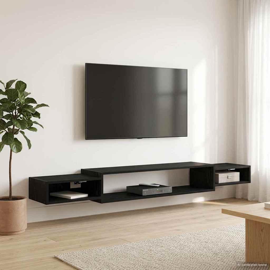 Falsítható TV Szekrény Falra szerelhető Fekete Tölgy
