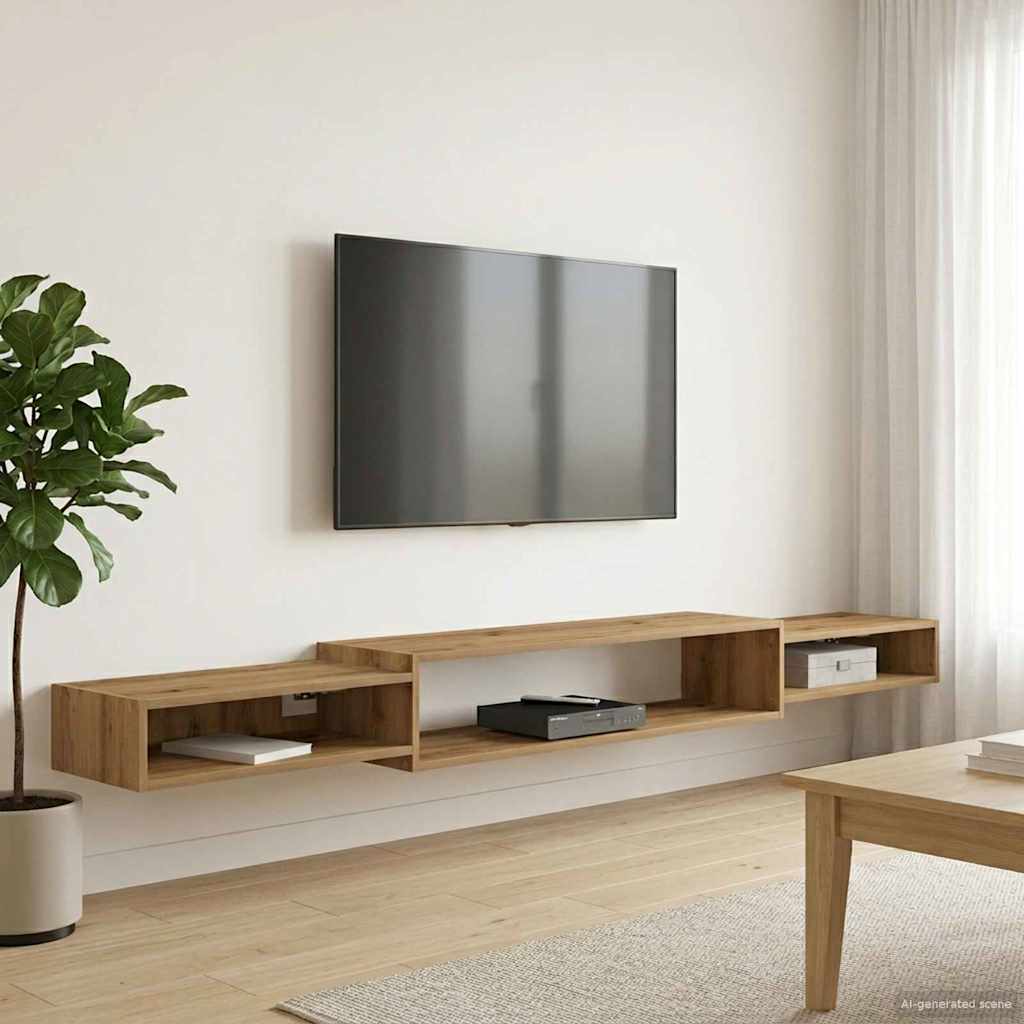 Falsítható TV Szekrény Falra szerelhető Kézműves Tölgy