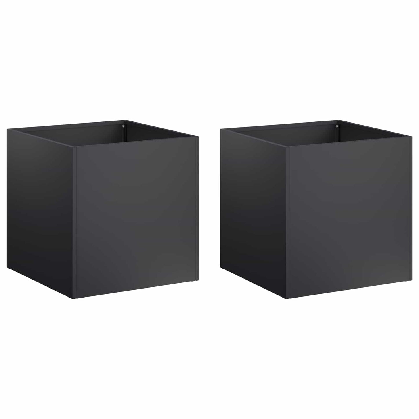 Kerti cserép 2 db Fekete 20 x 20 x 20 cm Hidegen hengerelt acél