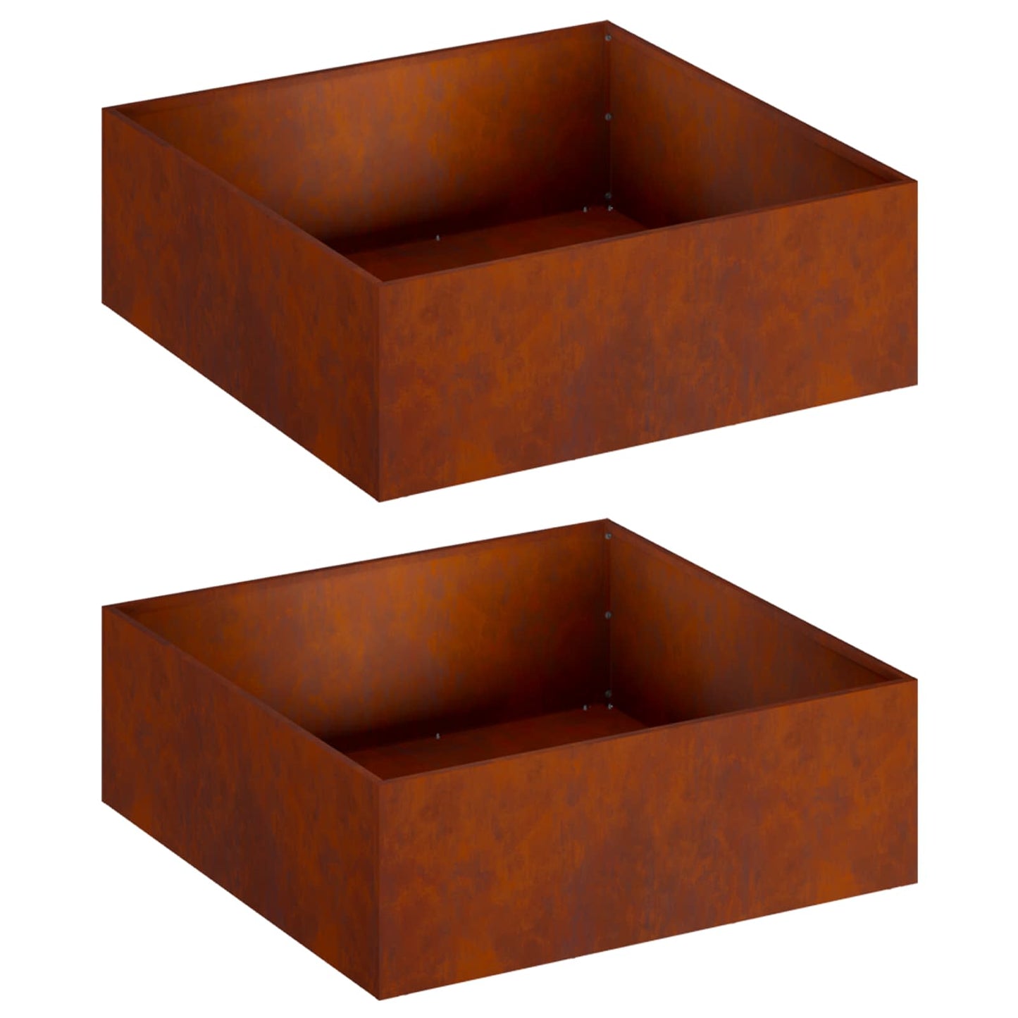 Kerti cserép 2 db Rozsdás 60 x 60 x 20 cm Időjárásálló Acél