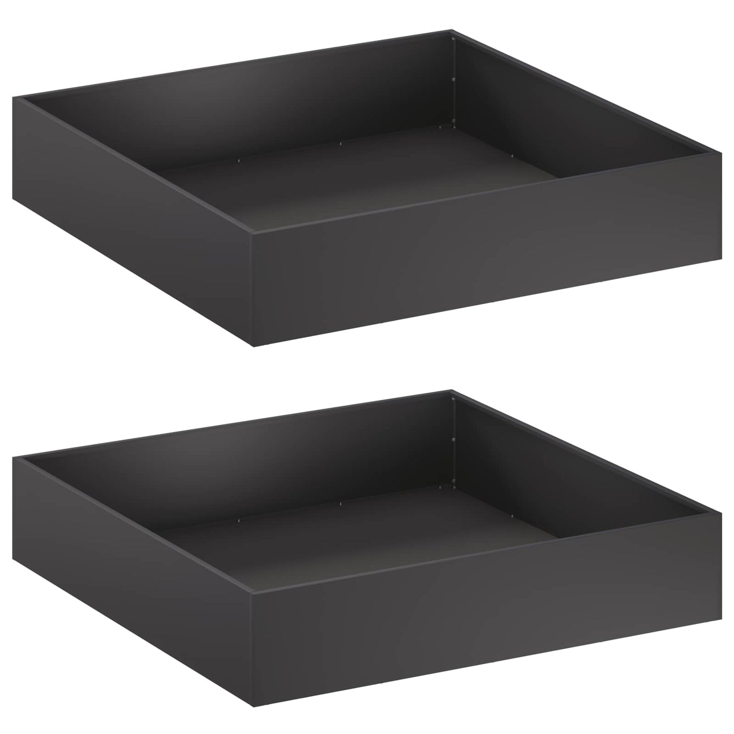 Kerti cserép 2 db Fekete 80 x 80 x 20 cm Hidegen hengerelt acél