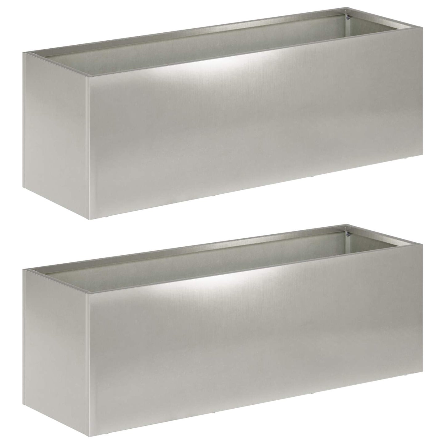 Kerti cserép 2 db Ezüst 40 x 20 x 20 cm Rozsdamentes Acél