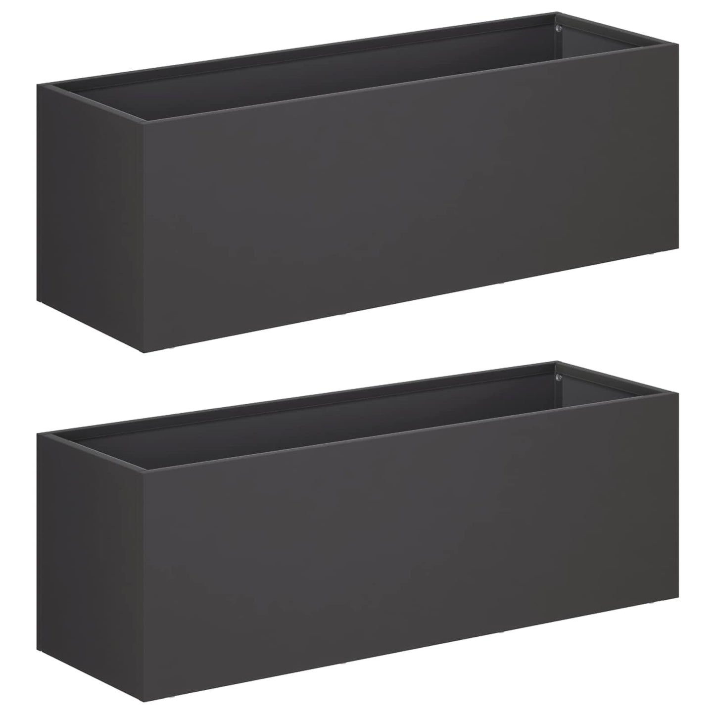 Kerti cserép 2 db Fekete 60 x 20 x 20 cm Hidegen hengerelt acél