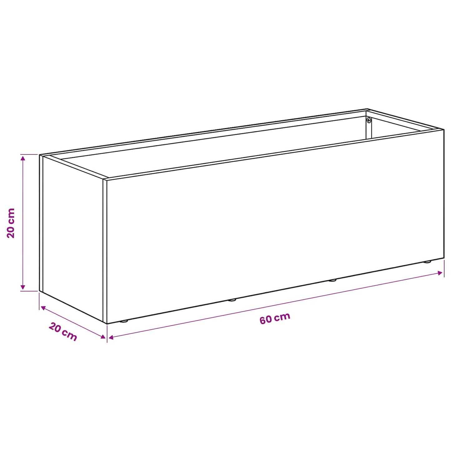 Kerti cserép Rozsdás 60 x 20 x 20 cm Időjárásálló Acél
