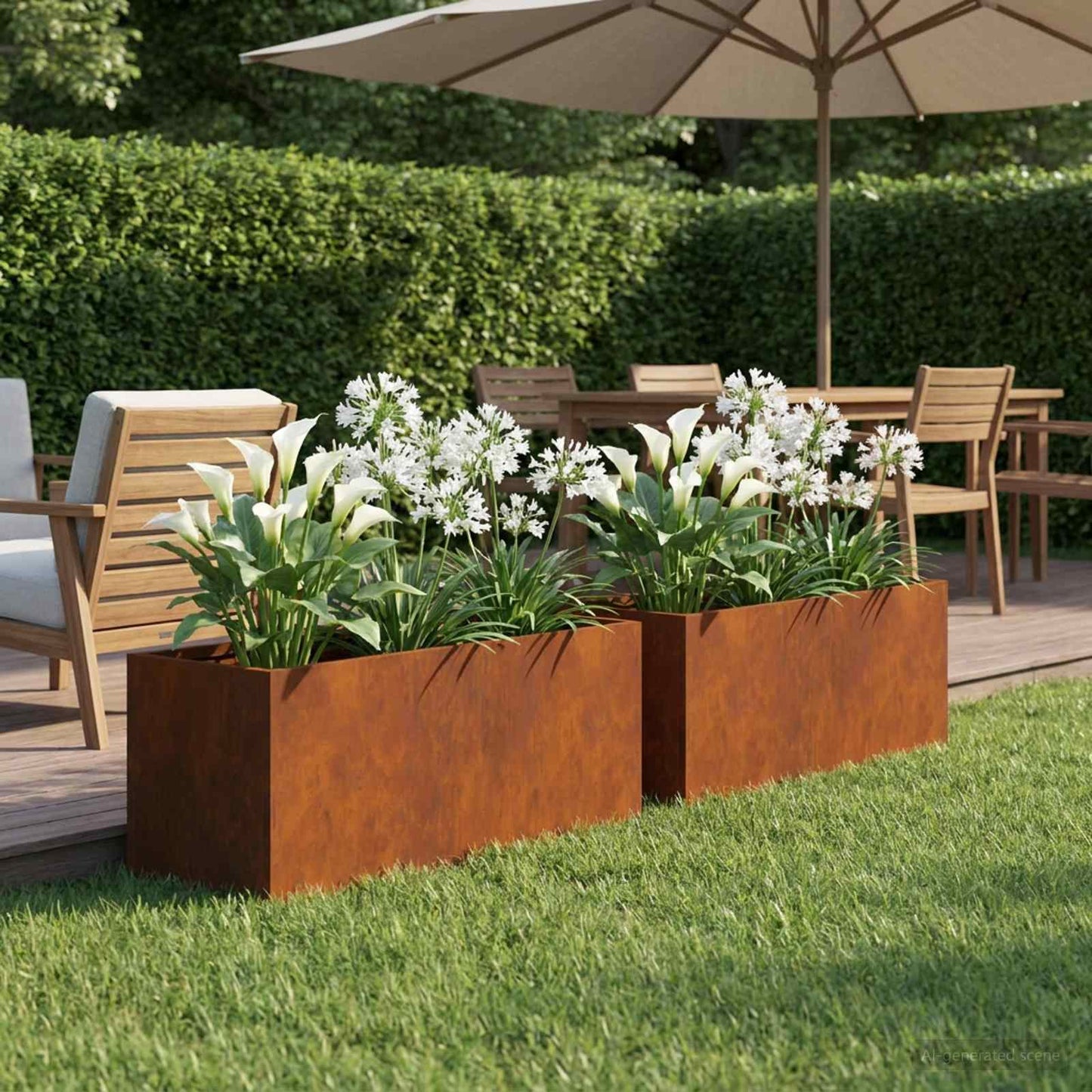 Kerti cserép 2 db Rozsdás 60 x 20 x 20 cm Időjárásálló Acél