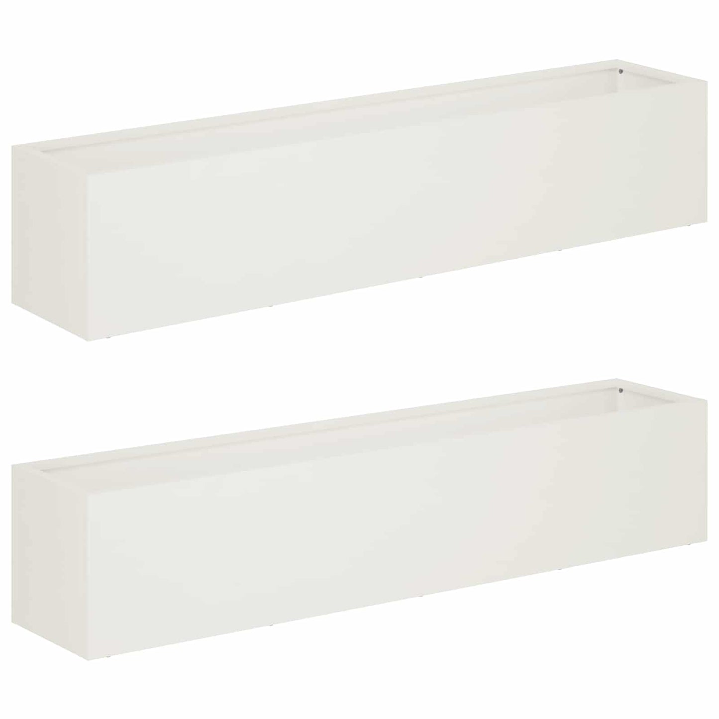 Kerti cserép 2 db Fehér 80 x 20 x 20 cm Hidegen hengerelt acél