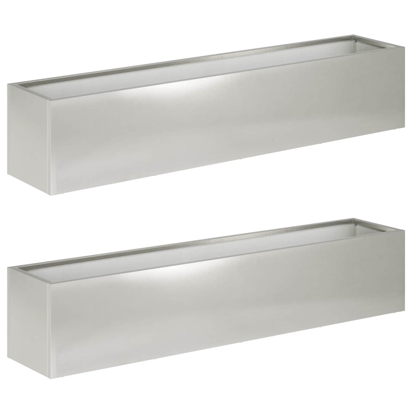 Kerti cserép 2 db Ezüst 80 x 20 x 20 cm Rozsdamentes Acél