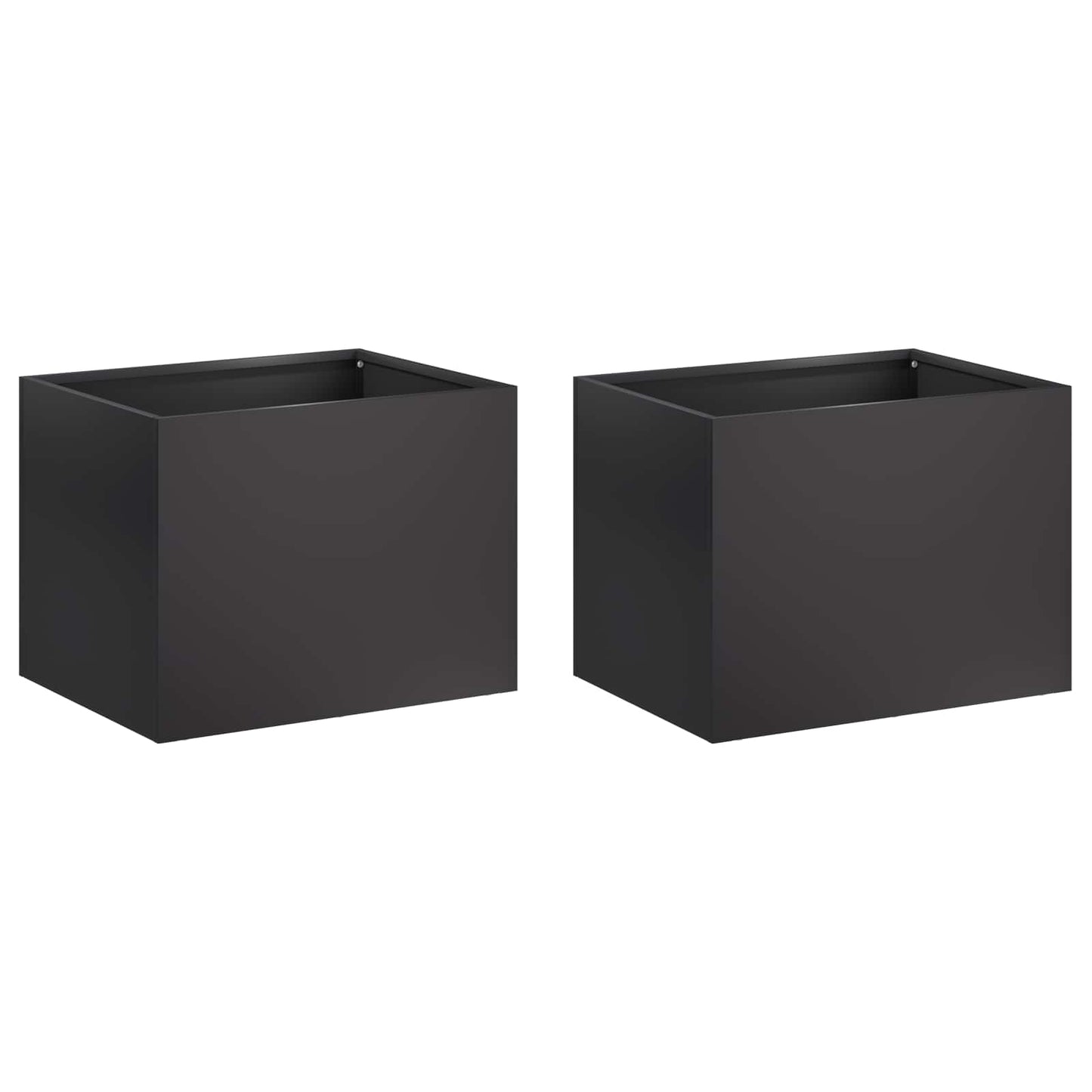 Kerti cserép 2 db Fekete 40 x 30 x 30 cm Hidegen hengerelt acél