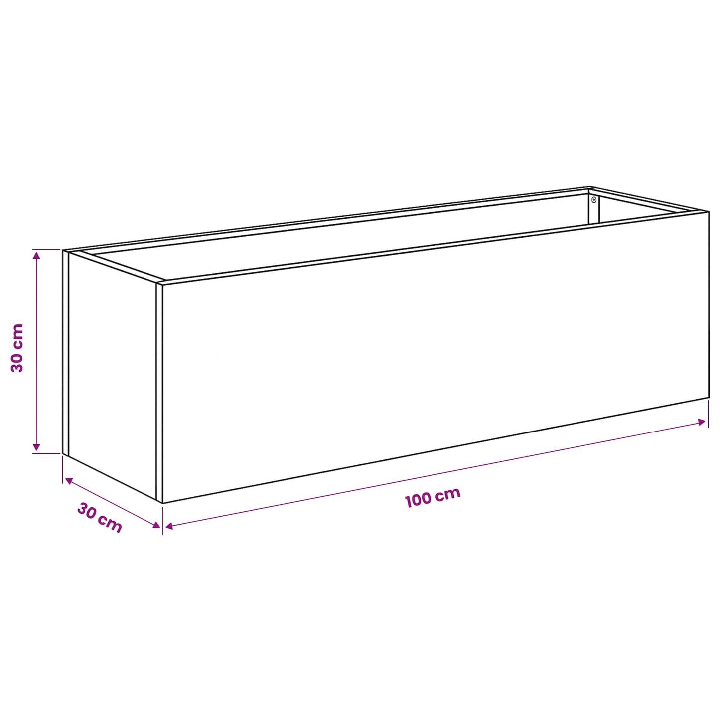 Kerti cserép 2 db Fehér 100 x 30 x 30 cm Hidegen hengerelt acél