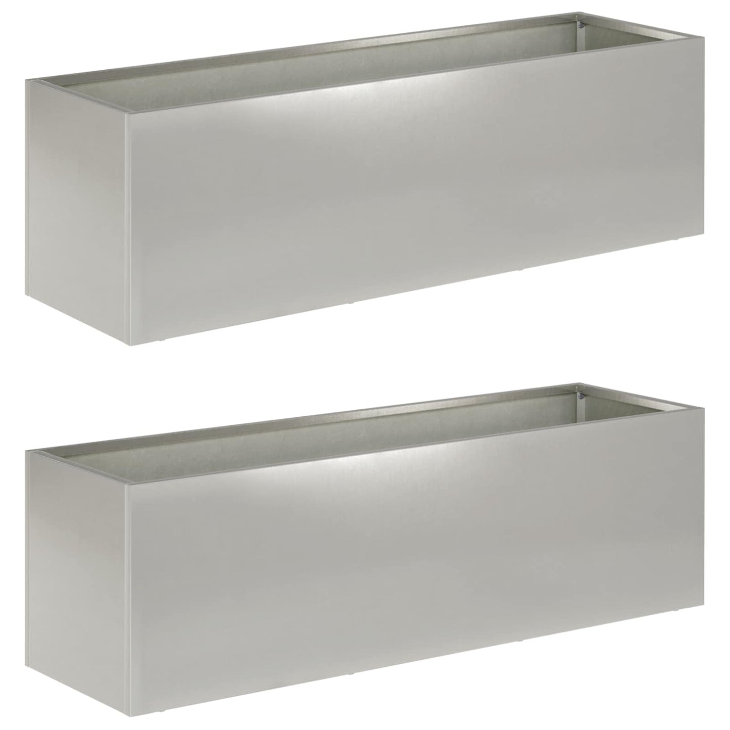 Kerti cserép 2 db Ezüst 100 x 30 x 30 cm Rozsdamentes Acél