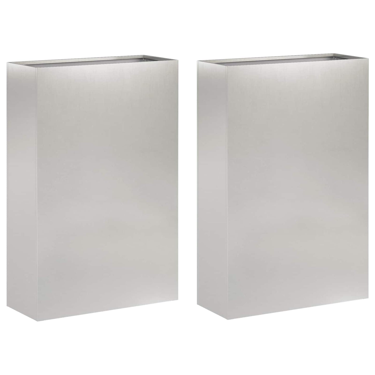 Kerti cserép 2 db Ezüst 40 x 20 x 75 cm Rozsdamentes Acél