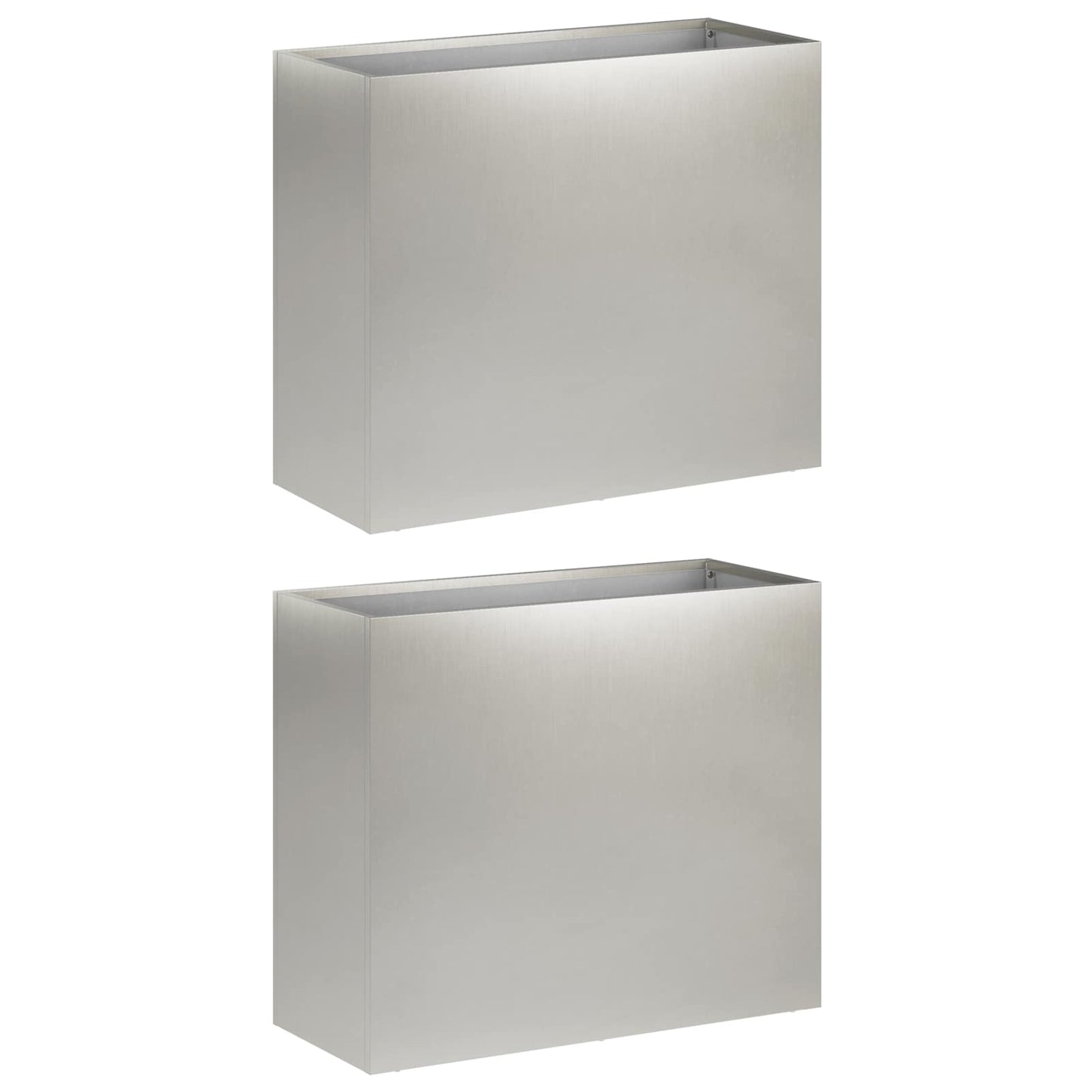 Kerti cserép 2 db Ezüst 50 x 20 x 40 cm Rozsdamentes Acél