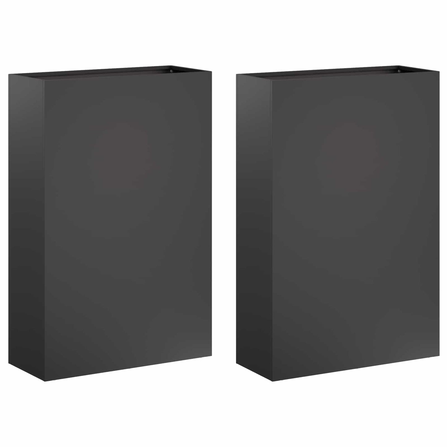 Kerti cserép 2 db Fekete 50 x 20 x 75 cm Hidegen hengerelt acél